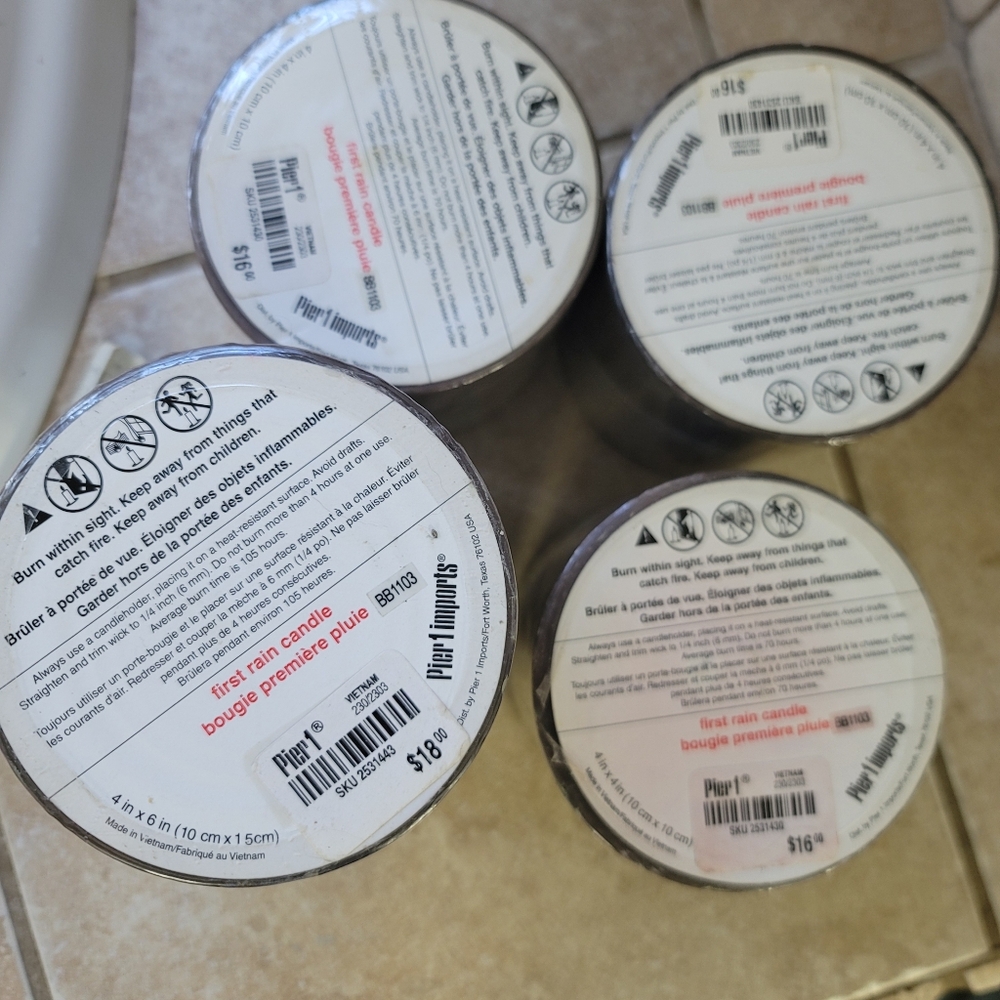 Pier 1 SET Of 4 Gray & Black Swirl Candles Set 4 In Diameter, 6in & 4in Tall - Picture 2 of 4